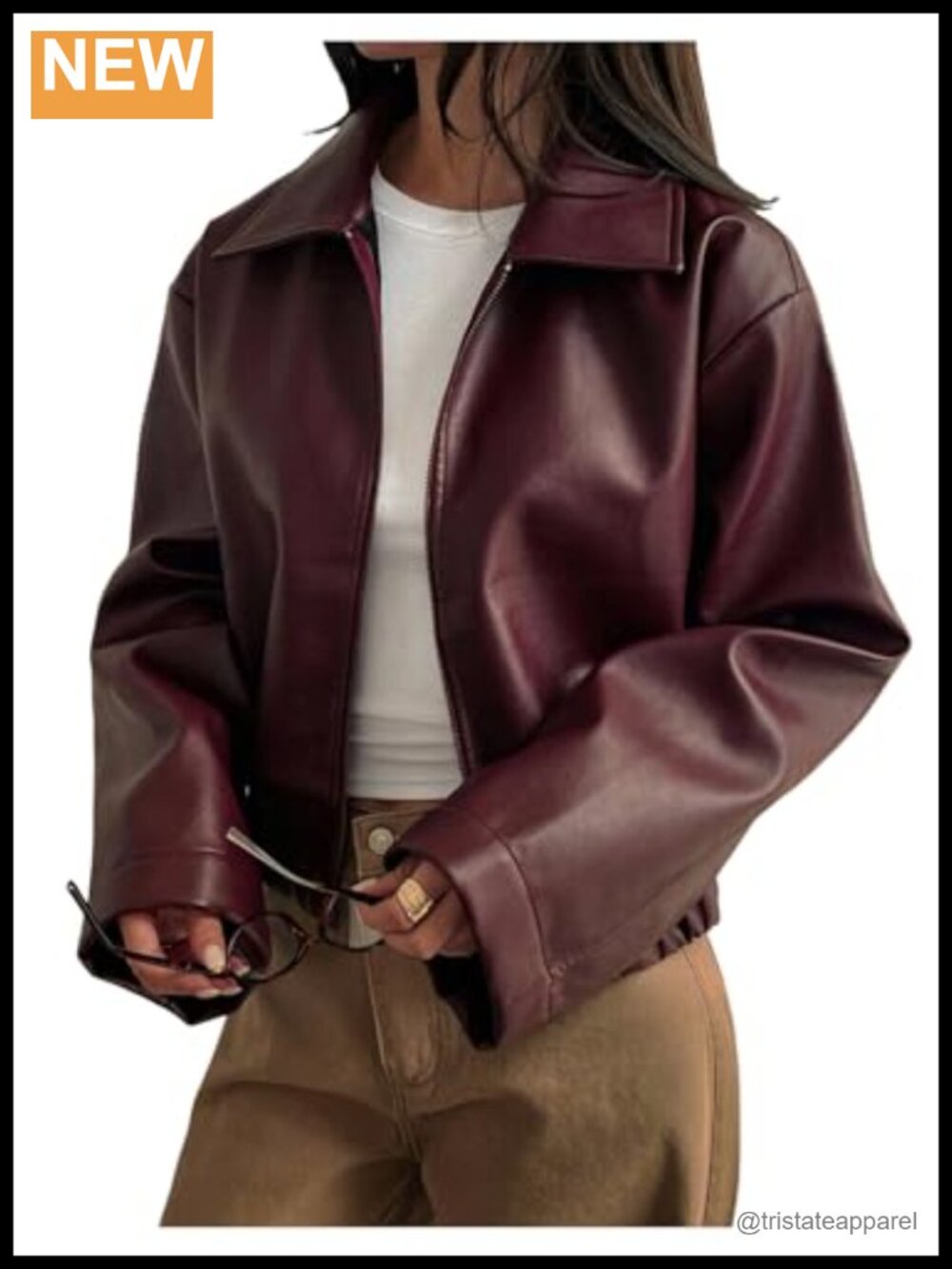 Women's Faux Leather Zip Up Long Sleeve Motorcycle Jacket Y2K Bomber Coat